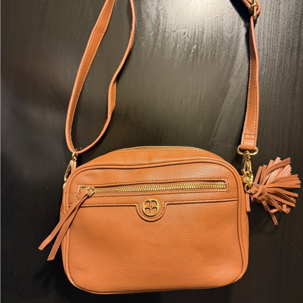 IMAN Tan Leather Crossbody/Shoulder Bag